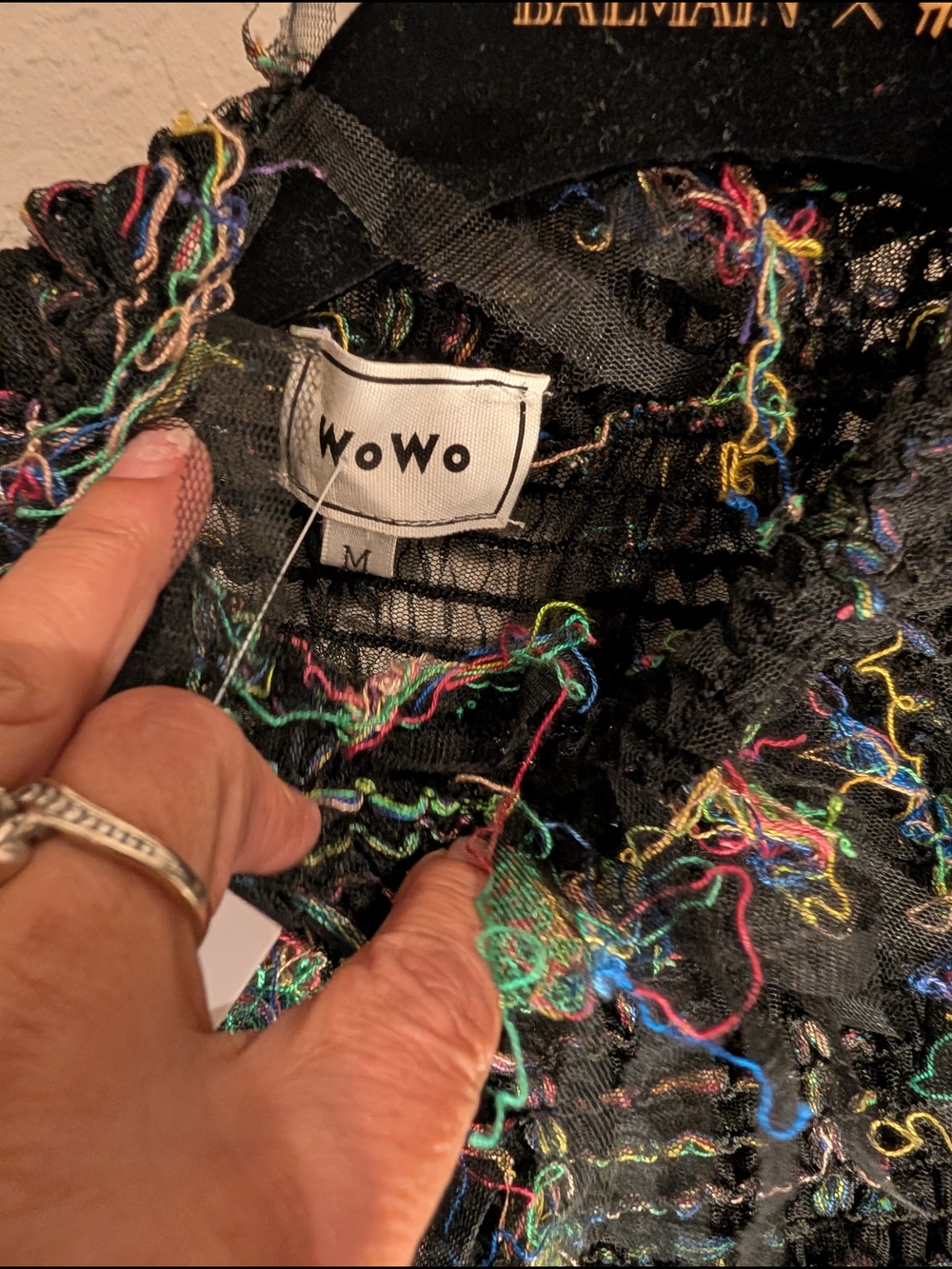 Wowo Brand Black Multicolor Fringe Long Sleeve Dress - Picture 4 of 7